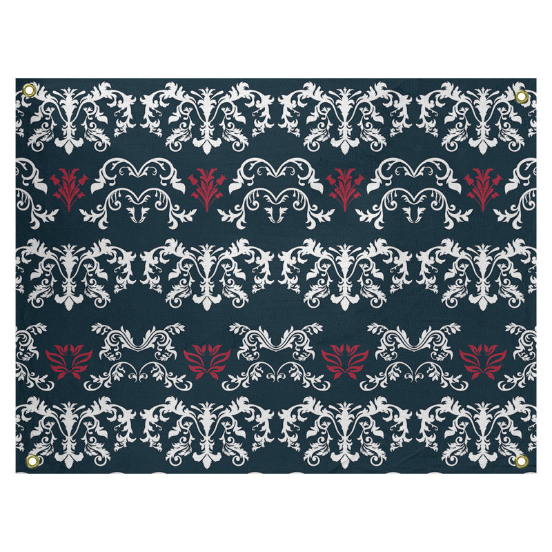 Tapisserie baroque en polyester polyester, H 59 po x l 80 po, Noir/blanc/rouge