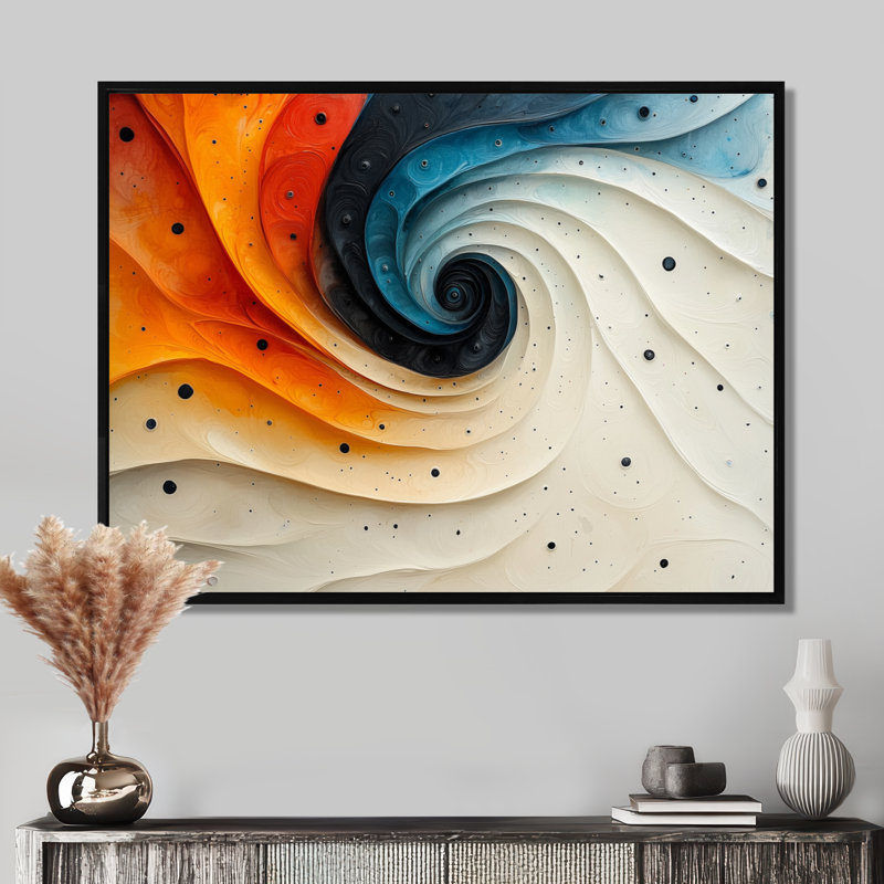 Mathes - Abstract Large Wall Art, H 30 po x l 40 po, Noir, noir, noir, noir, Cadre flottant