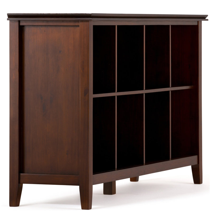 Artisan 57"W Solid Wood Transitional 8-Cube Storage Sofa Table with Angle-Edged Top and Tapered Legs, Russet Brown