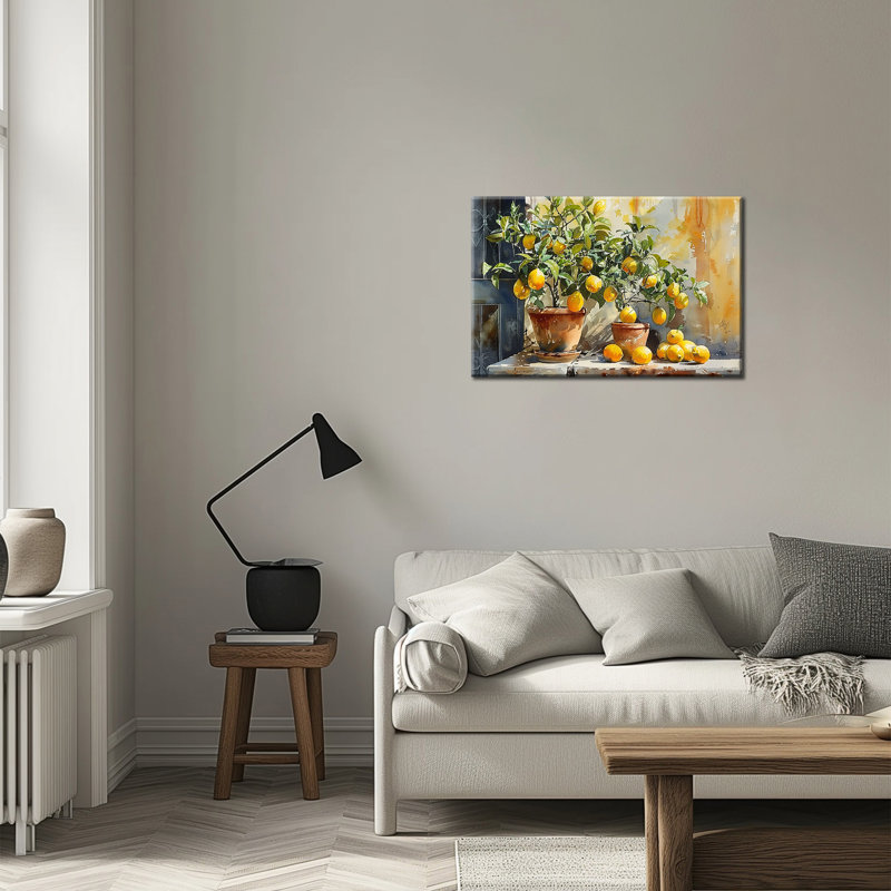 «Lemon Kitchen Artwork», image d'agrumes rustiques et éclatants sur toile de haute qualité, peinture murale encadrée de fruits pour la salle à manger ou les espaces culinaires, 24 po x 36 po