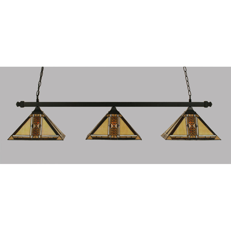 Barre carrée 3 lumières avec verre Santa Cruz 14 ", Noir mat