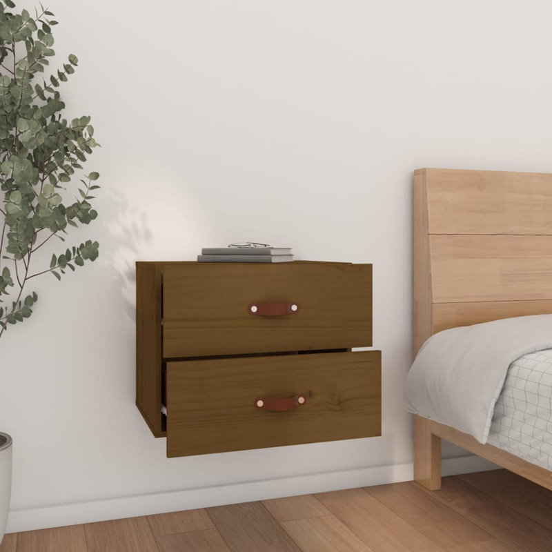 Uckfield 50cm W Solid Wood Bedside Table, Brown