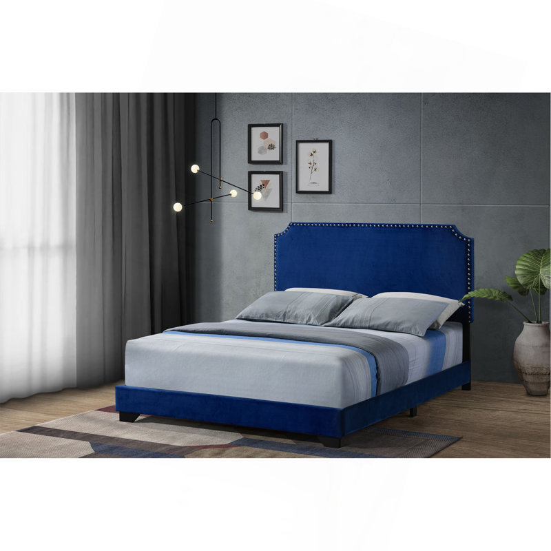 Grand lit en velours bleu Haemon