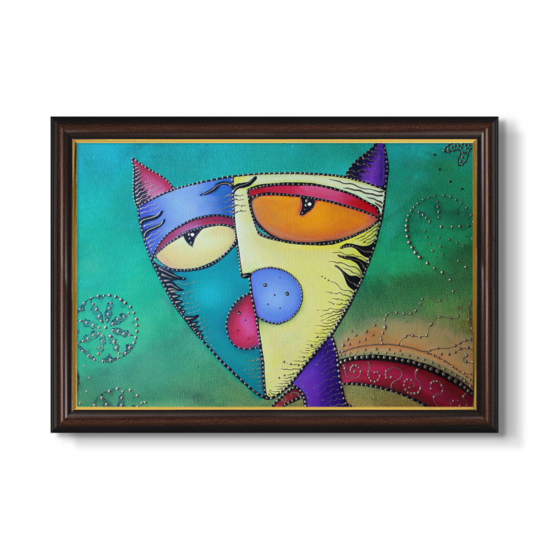 Celestial Cat-Laura Barbosa-Toile encadrée sur mesure, 16 po x 22 po, Toile avec cadre, Noyer doré