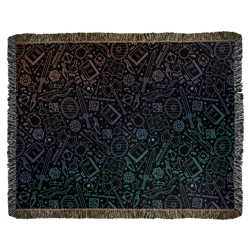 Couverture en coton tissé Katelyn Elizabeth, l 50 po x L 60 po, Bleu / Rouge
