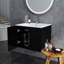 Ensemble de meuble-lavabo mural 24 po avec lavabo, portes doubles, charnières à fermeture en douceur, cuve en céramique, assemblage facile, poignée longue en métal, espace de rangement-122277177