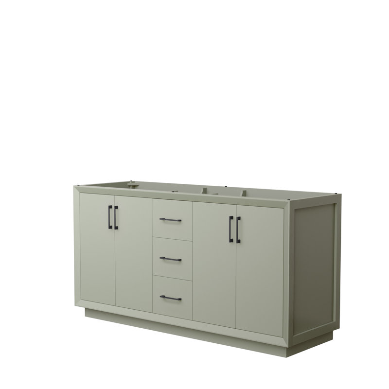 Strada 65.25'' Double Bathroom Vanity Base Only, Light Green/Black