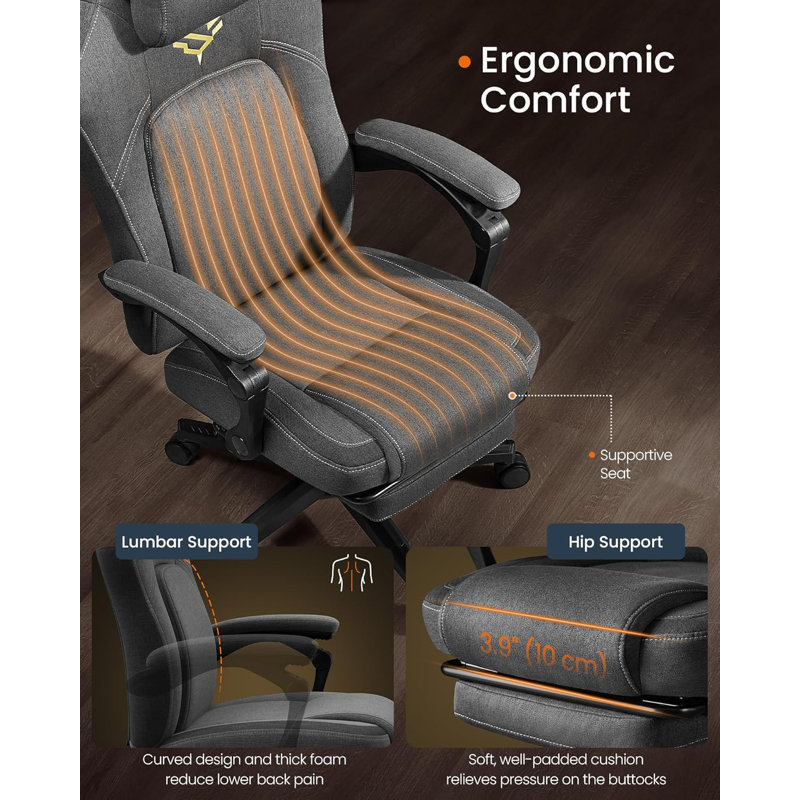 Songmics Adjustable Faux Leather Swiveling PC & Racing Game Chair, Grey