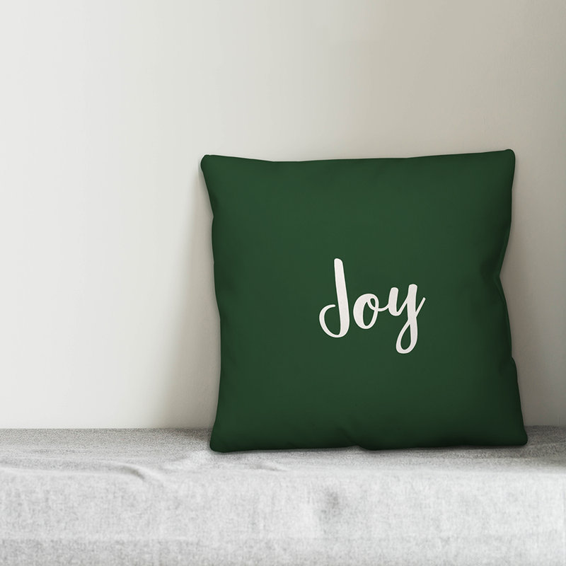  Joy Throw Pillow, Dark Green, Throw Pillow