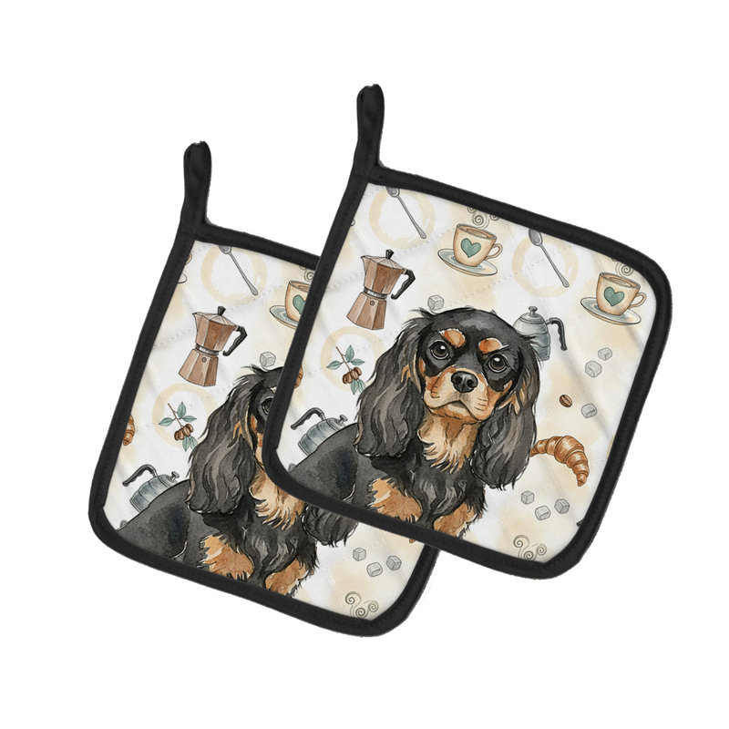 Paire de poignées noires et brun clair Cavalier Spaniel
