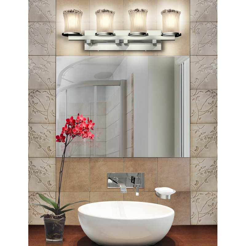 Leroux 4 - Light Vanity Light, Dark Bronze, White Frosted 