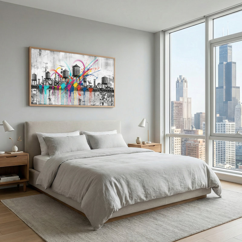 Ensemble de 1 tableau sur toile Urban Splash, L 40 po x H 20 po, Naturel