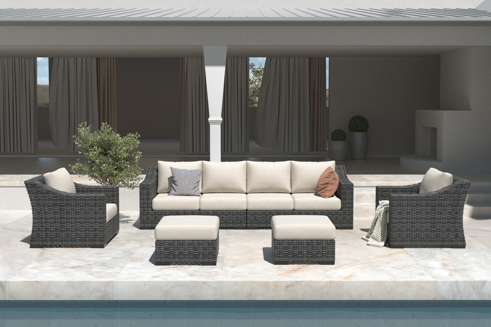 Eloisa 8-Person Patio Seating Group, Gray