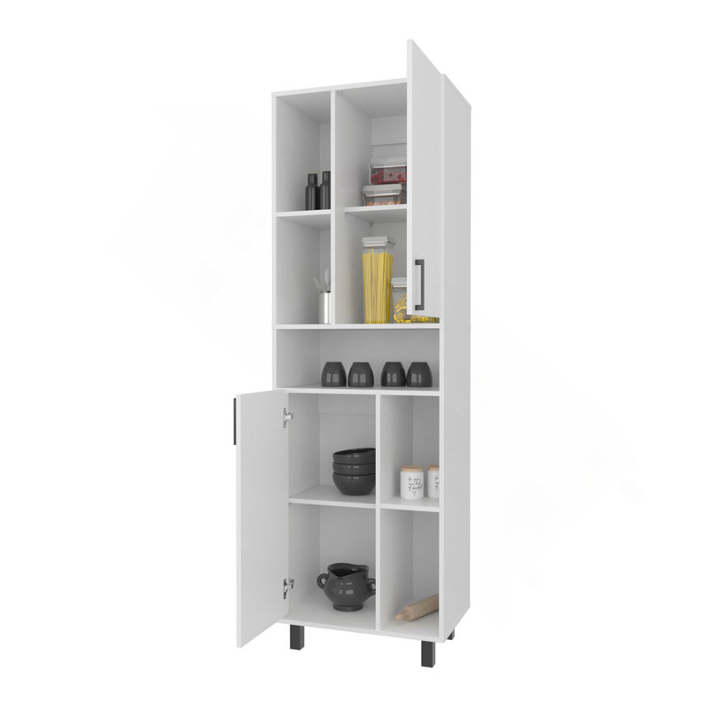 Kitchen Pantry with Open Storage and 2 Doors, 74.8" H x 16.2" W x 23.6" D