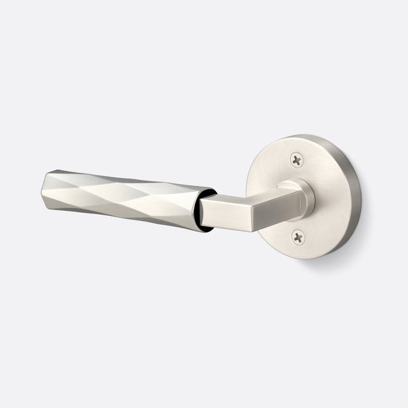Fausse rosette ronde Levanto en nickel satiné, poignée Vertex en nickel satiné, Nickel satiné