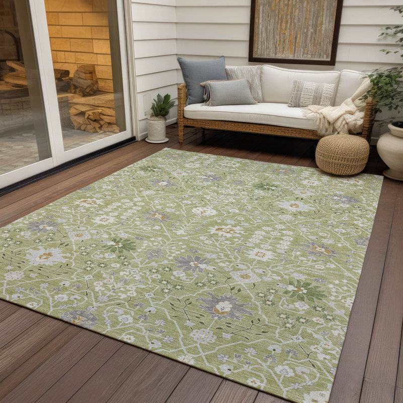 Aloe Green Flat Woven Synthetic Indoor/Outdoor Rug