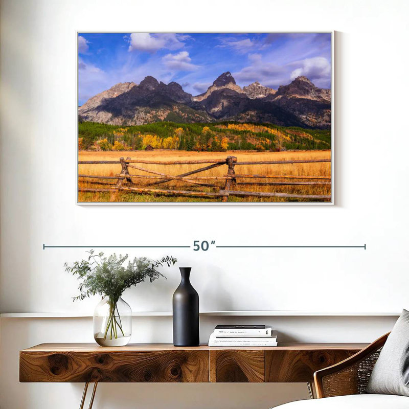 Paysage de Grand Teton, Cadre flottant blanc, 40 po x 27 po