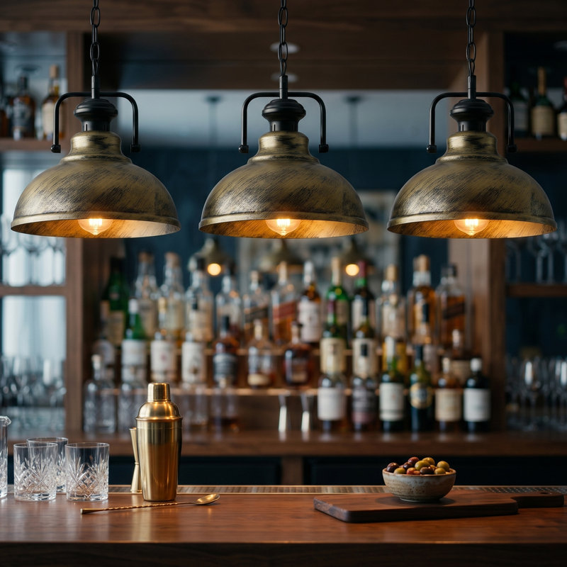 1 - Light Dome Pendant, Brushed Brass, No