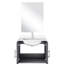 24 po L x P 22 po. Meuble-lavabo gris foncé, comptoir en quartz blanc, robinet inclus et miroir de 18 po