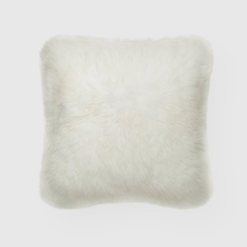 Fieldman Leather Reversible Throw Pillow, Natural Ivory
