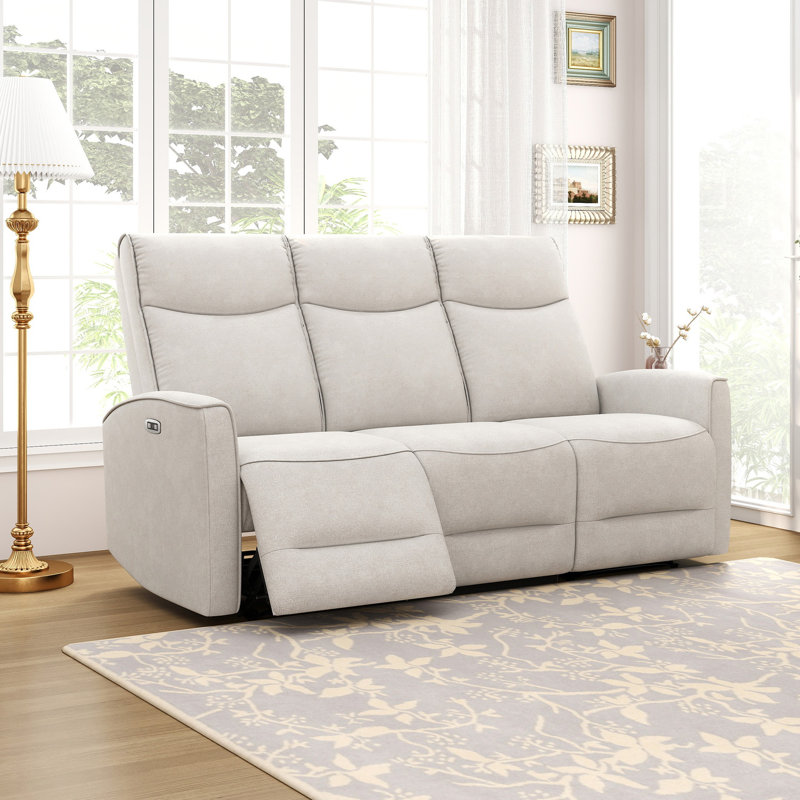 73.2" Wide Modern Soft Upholstered Power Reclining Sofa with USB Port