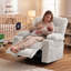 Fauteuil à bascule pivotant électrique surdimensionné de 109 cm (42,9 po) de largeur pour chambre d'enfant, fauteuil inclinable avec fonction massage et chauffage, ports USB et Type-C.-1830680155