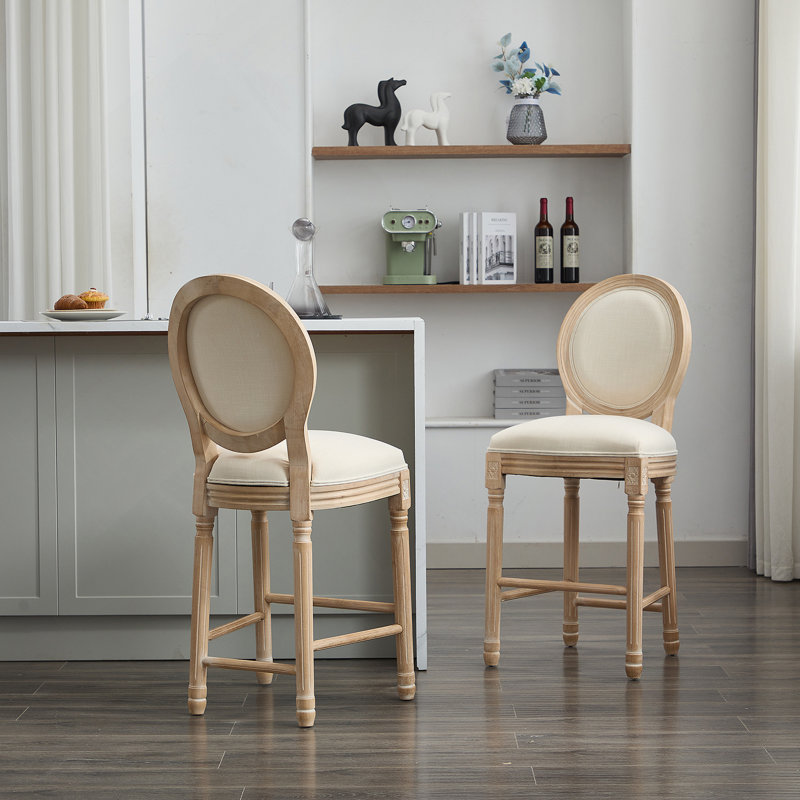 Ensemble de 2 tabourets de bar en bois massif avec tabourets de bar en bois massif