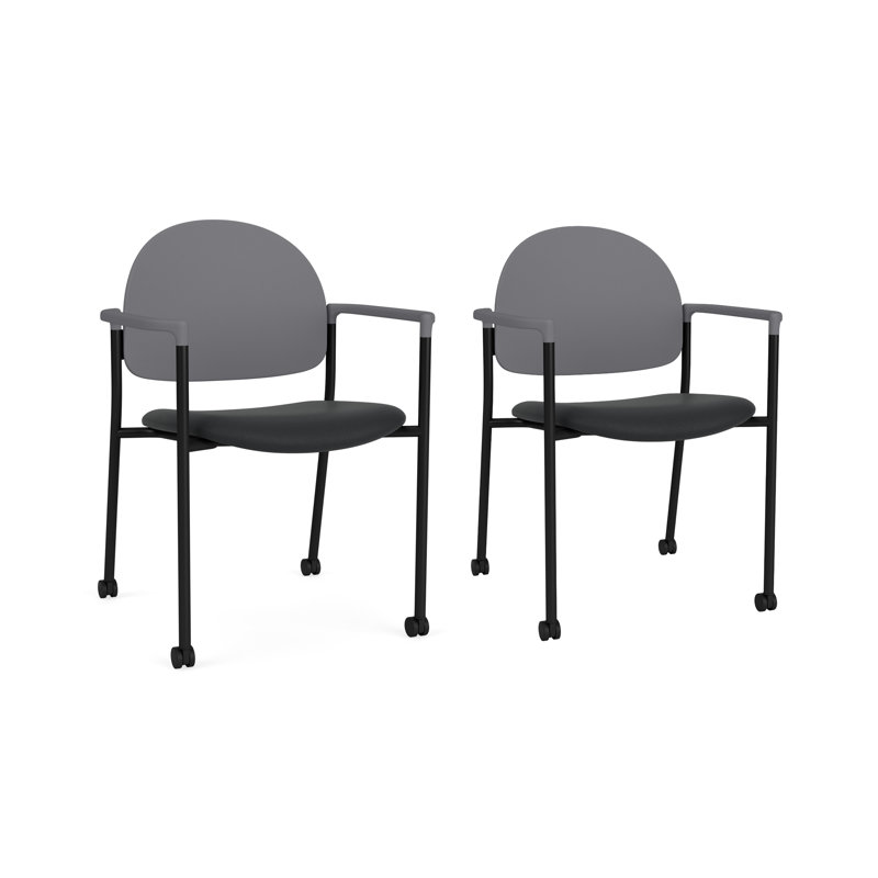 Chaise d'invité à chat avec roulettes, Noir, Modena Graphite / Flint Grey Poly
