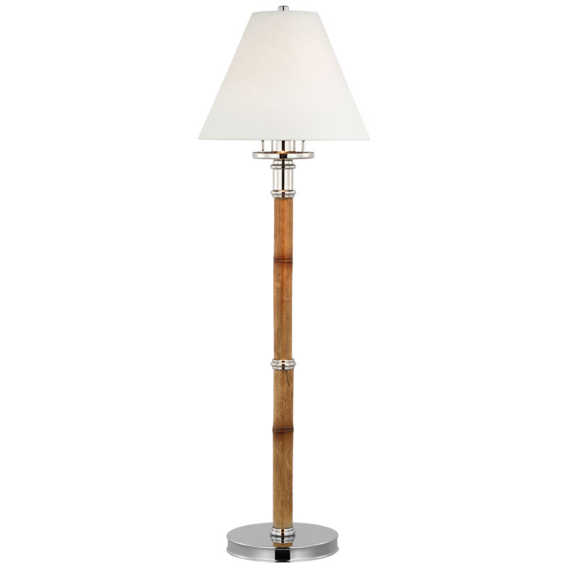 Ralph Lauren Dalfern Buffet Lamp, White Parchment, Waxed Bamboo/Polished Nickel