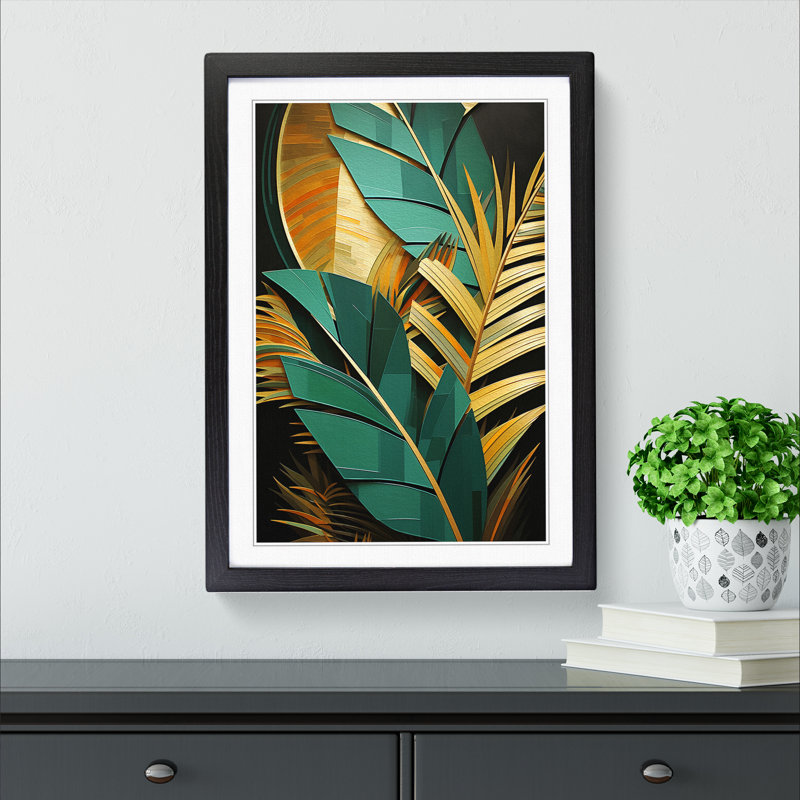 Palm Leaf Constructivism - Framed Print, Black Framed, 46cm H x 34cm W x 2" D