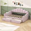 2 Drawers Full Upholstered Daybed with Shell-Shaped Backrest and Center Legs-992331999