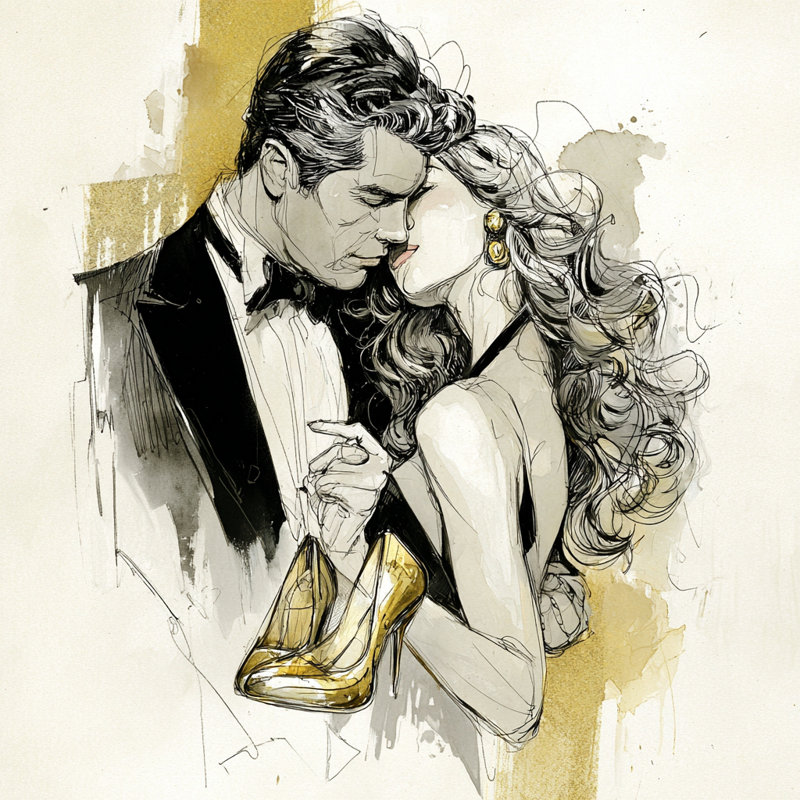 «Golden Embrace», art mural sur toile tendue, H 30 po x l 30 po