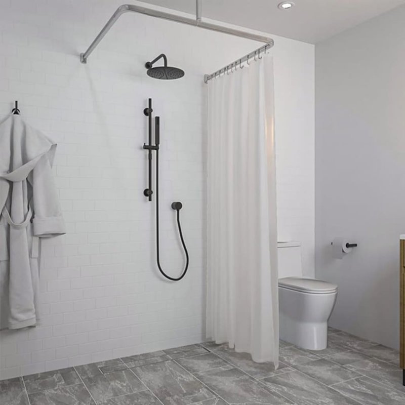 Sealskin Shower Curtain Rail Set Easy-Roll, Matte Aluminium