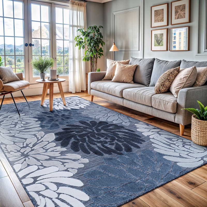 Tapis floral intérieur / extérieur, Rectangle 9 pi x 12 pi