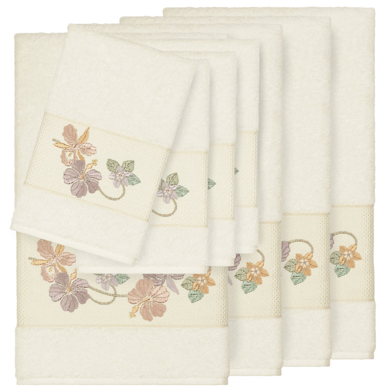 Ensemble de serviettes en coton turc 8 pièces Caroline, Crème