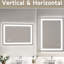 Miroir moderne 20 po x 28 po avec deux bandes à DEL, éclairage avant et arrière pour des résultats de toilettage optimaux, 3 réglages de couleur réglables, gradation de scintillement, brouillard, montage horizontal / vertical-121076762