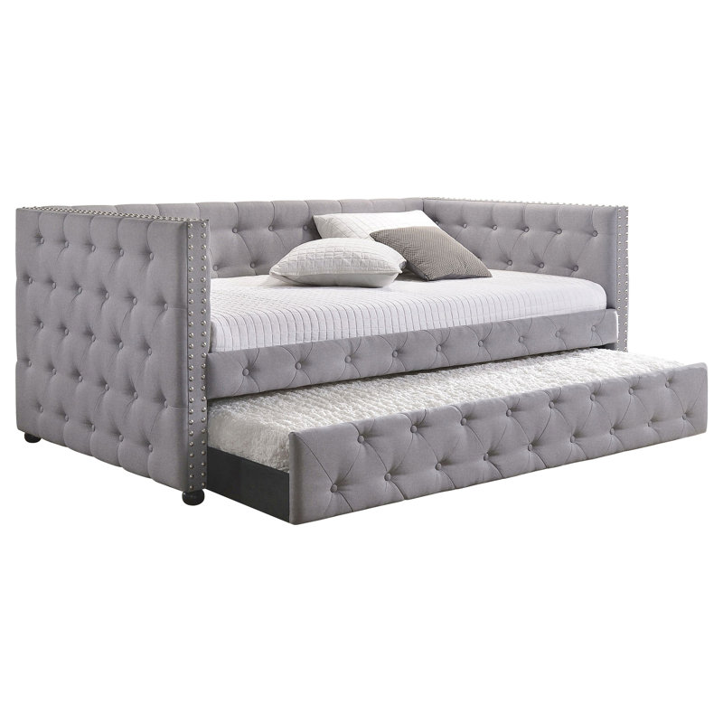 Cross Creek Grey Upholstered Twin Daybed with Trundle