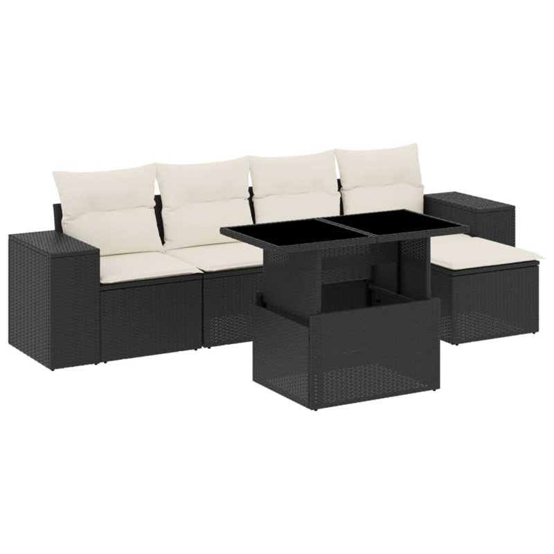 Ensemble de canapé de jardin Vidaxl noir et blanc crème