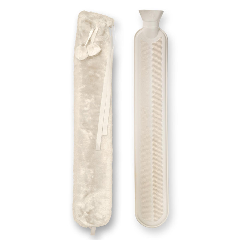 Nicola Spring - Plush Long Hot Water Bottle & Cover, Cream