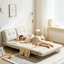 Canapé-lit modulaire en polyester blanc crème avec rangement-1344992919