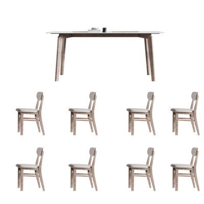 Ash wood Sintered Table Chairs Set Chic