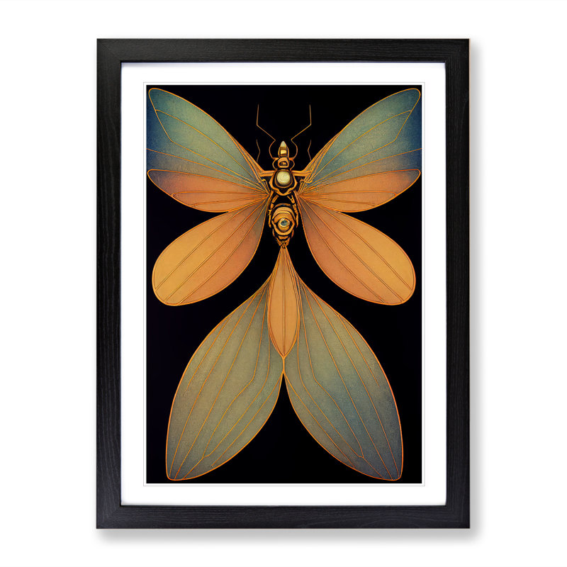 Amazing Dragonfly - Single Picture Frame Print, Black, 64cm H x 46cm W x 2cm D