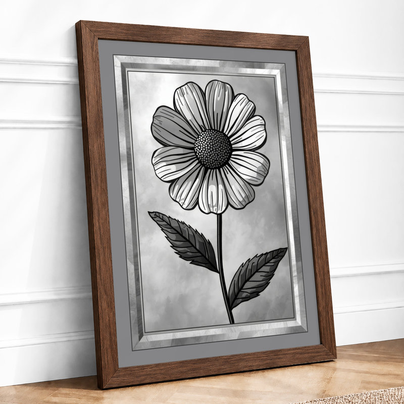 Daisy Study Botanical - Framed Print, Walnut, A3 - 42.0 x 29.7 cm