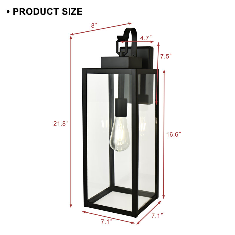 Lanterne murale d'extérieur noir mat Schlegel, H 22,5 po x l 7 po x P 7 po