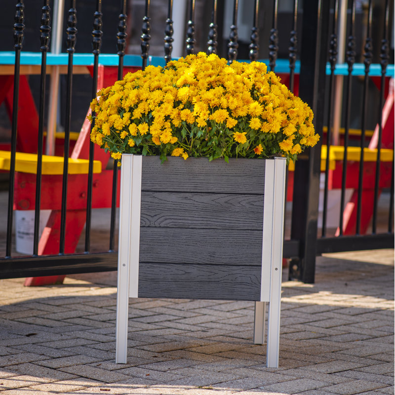 Urbana Vinyl Elevated Planter, Gray