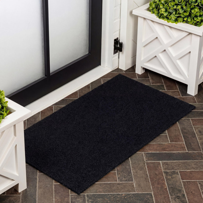 Tapis d'intérieur / extérieur Kalonni, L 17 po x L 30 po, Noir