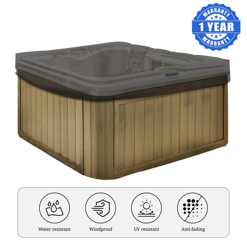 Hot Tub Jacuzzi Outdoor Gazebo Covers/ Cover for Square Hot Tub, Waterproof UV & Weather Resistant Protector, Black