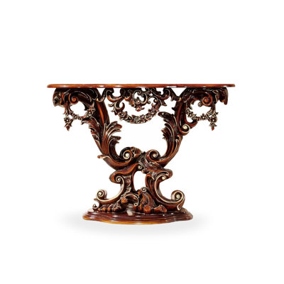 Brown Oval Solid Wood Console Table