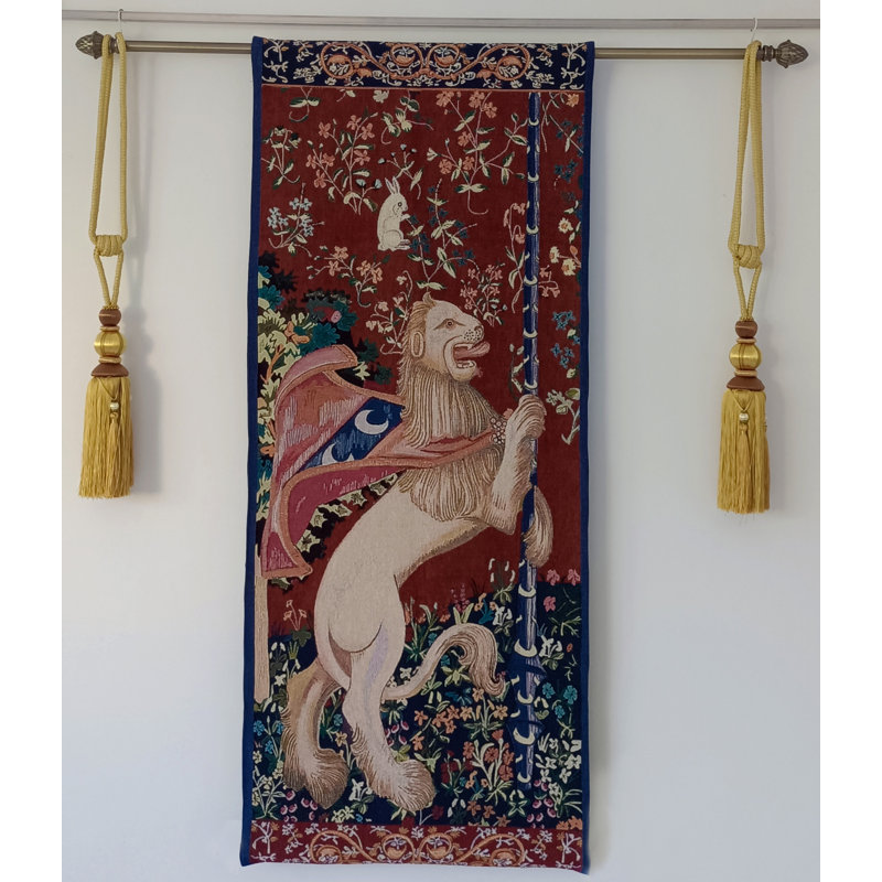Tenture murale en coton avec lion et licorne