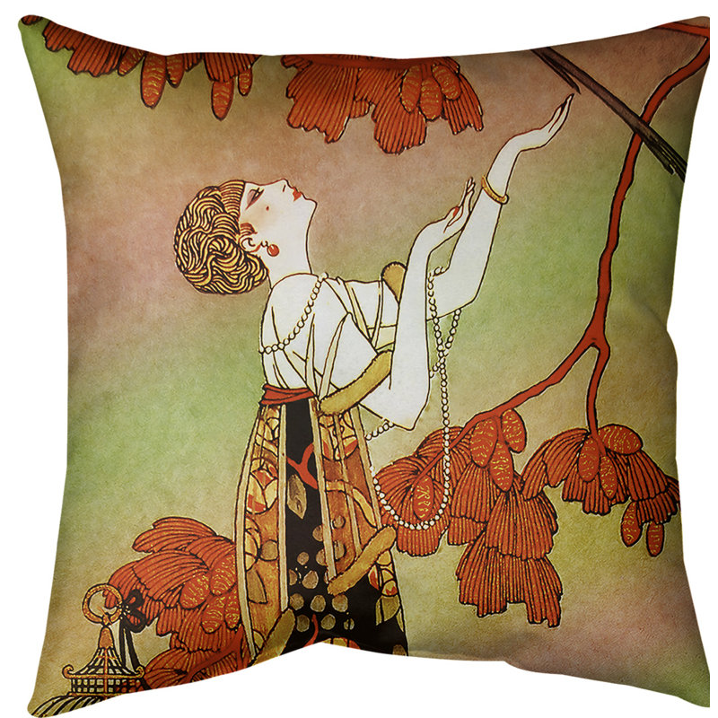 Coussin de femme, 16 po x 1 po, Rouge / dégradé automne, Protection UV